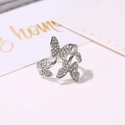 High Quality Diamond Charm Ring for Women - Elegant Bling Butterfly Ring