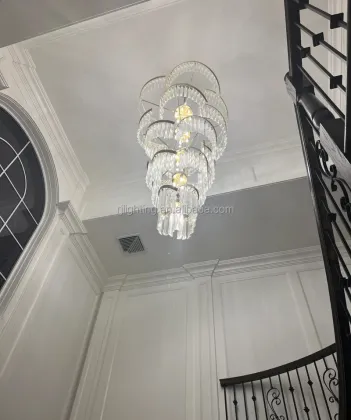 Italian Twin Palms Foyer Crystal Chandelier