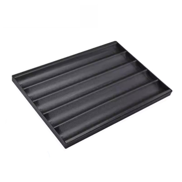 5 Stick Aluminum Baguette Baking Tray 60x40 cm - Commercial French Bread Loaf Pan
