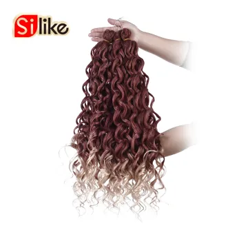 New 24 inch Ombre Gray Black Afro Curl Water Wave Braids Ocean Wave Curly Synthetic Crochet Braiding Hair Extension
