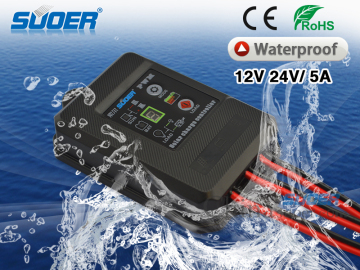 SUOER Waterproof Solar Charge Controller IP67 12V / 24V 5A PWM Solar Charger Controller
