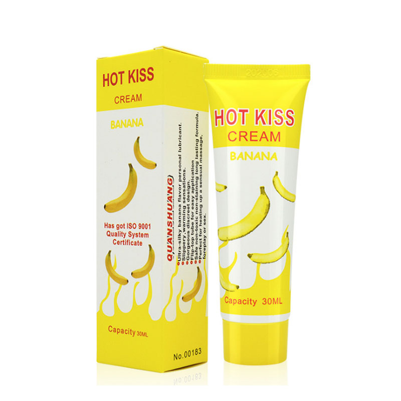 HOT KISS Silk Banana Cream Edible Anal Sex Gel Lubricant for Sex Exciter for Women Orgasm Oral Lube Adult Cream Water Based Oil