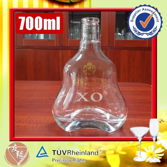 High-end quality glass novelty XO brandy alcohol packing shaped custom liquor bottle 70cl