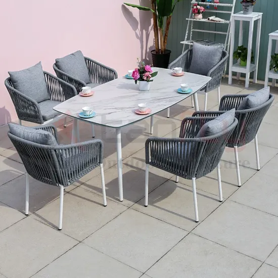 Modern 6 Seater Wicker Rattan Dining Table and Chairs Set