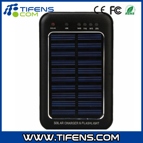 Cargador de batería Solar multifunción 2600mAh con linterna