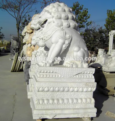 Chinese traditional outdoor life size white marble lion sculpture