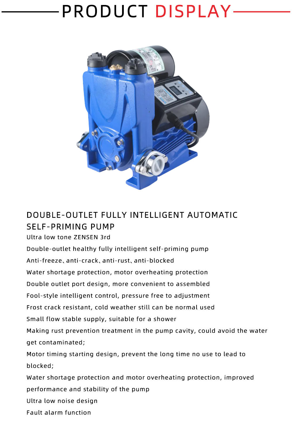 Double-outlet fully intelligent automatic self-priming pump x