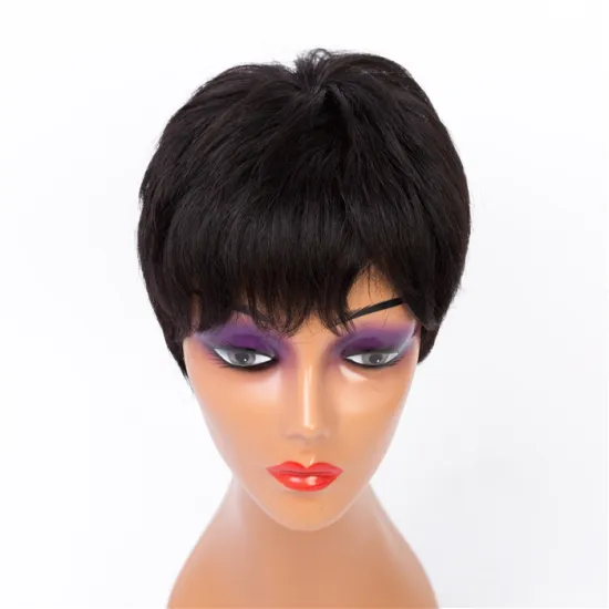 Drop shipping Virgin Brazilian Human Hair Wig For Black Women Natural  Black Short Cut Style Wigs