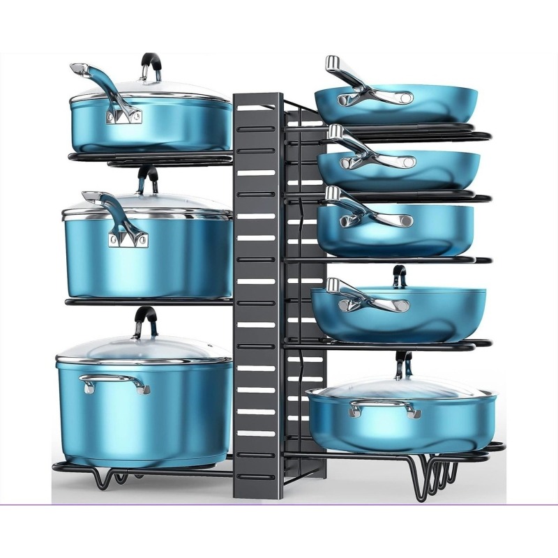 Multi Layer Wire Pot Rack Countertop Pan and Lid Organizer No Drilling