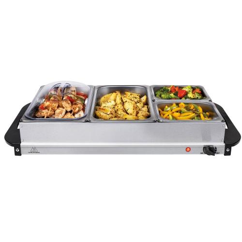 Stainless Steel Food Warmer Tray with Two Lamps