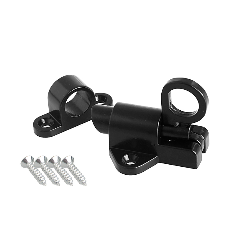 OOTDTY Black Window Gate Security Pull Ring Spring Bounce Door Bolt Aluminum Alloy Latch Lock