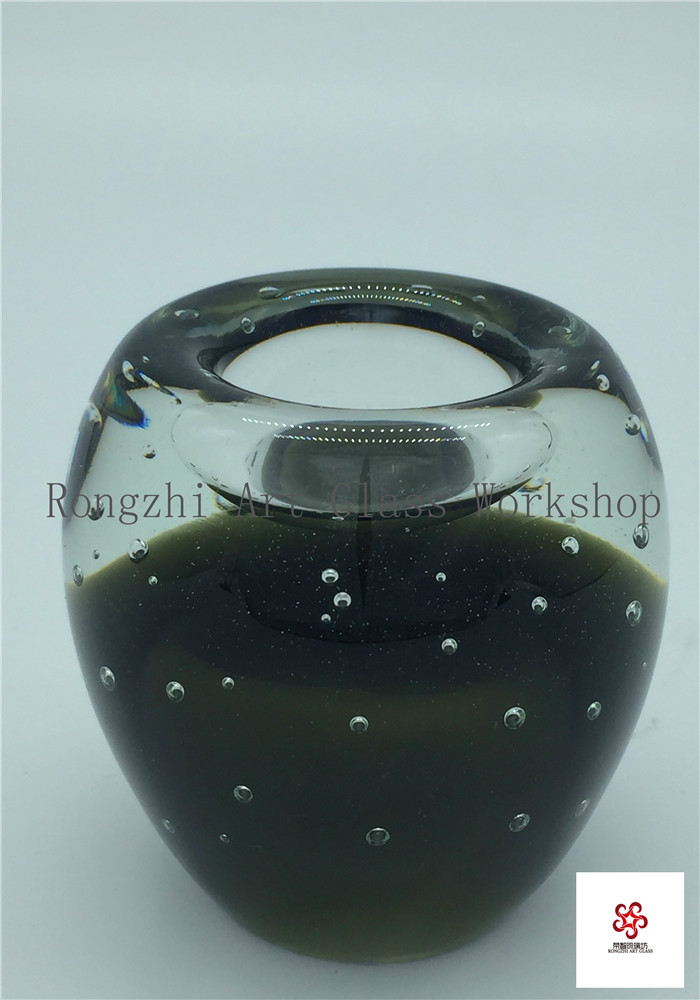 black candle holder glass sculpture