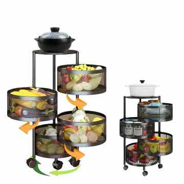 Easy Move Multi-Layer Metal Fruit Vegetable Kitchen Rack with Wheels