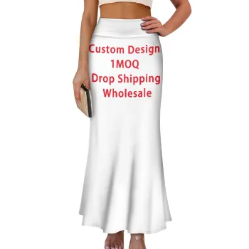 Dropshipping Custom High Waist Print On Demand Maxi Skirts for Women