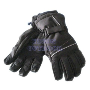 Black Windproof Men's leather ski gloves