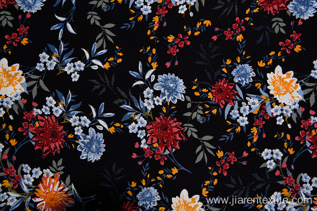 Dark Colors Various Flowers Pattern Printed Fabrics