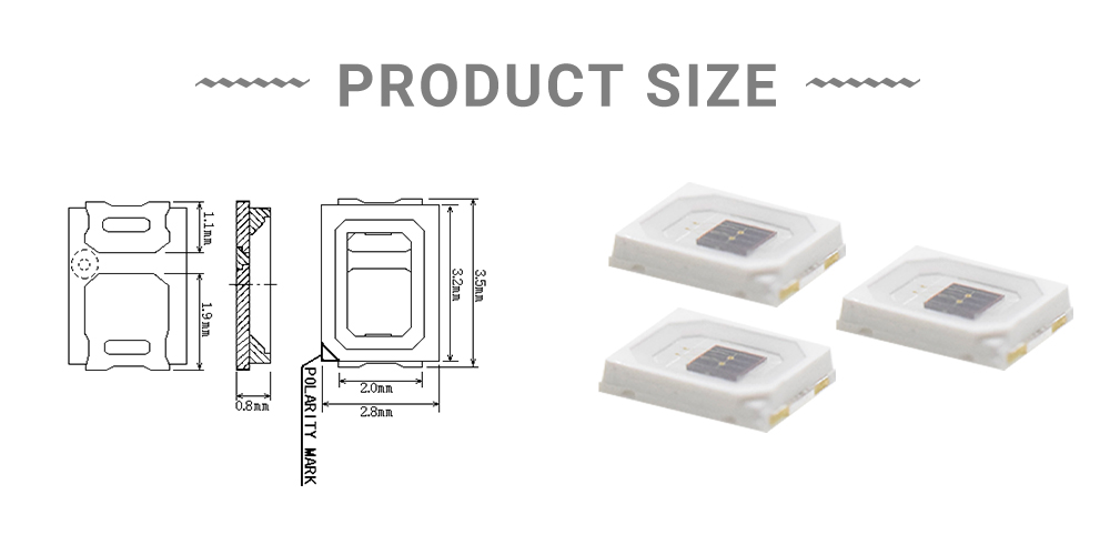 Size of 2835FIRC98L42I1A 980nm 3W SMD 2835 IR High Power LED