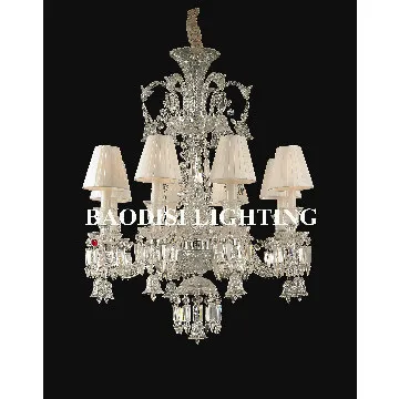 Baccarat Style crystal lamps with glass lampbody and fabric lampshade