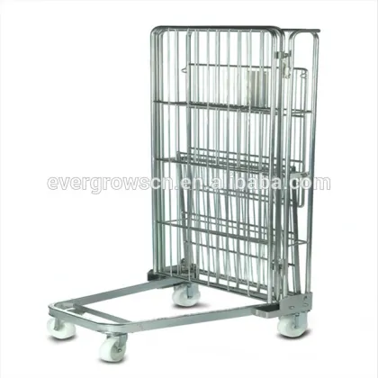 Three sides High mobility save manpower foldable simple operation metal transportation trolley