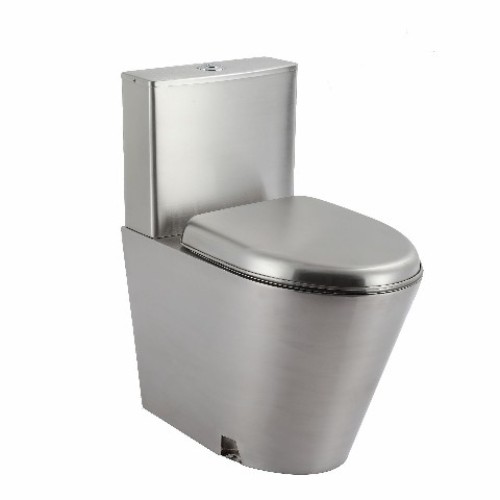 Toilette aus Edelstahl mit Deckel
