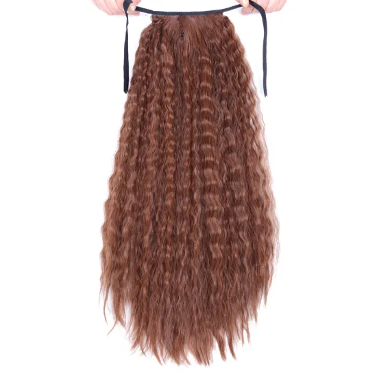 AliLeader Volume fluffy Kinky Curly Synthetic Wig Ponytail Long Corn Wavy Drawstring Ponytail