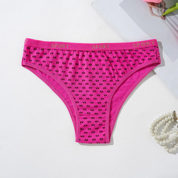 Cute Dots and Hearts Print Soft Cotton Mid-Waist Bikini Panties