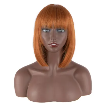 Rebecca Black Woman Classic Colored Bob Short Synthetic Wig Heat Resistant Fiber Straight Bob Wig With bangs