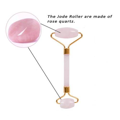 Borong Rose Quartz Jade Roller dengan kepala berganda