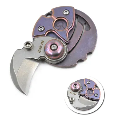 EDC TC4 titanium handle coin anodizing folding knife