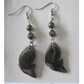 Hematite Fish Earring