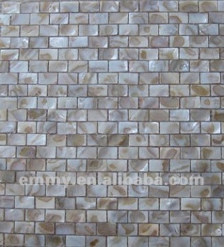 Natural river mother of pearl tile with pattern on mesh