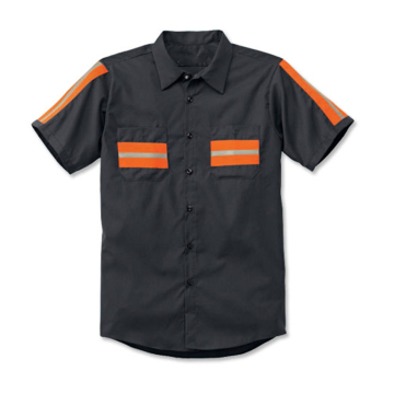 Black Reflective Mechanic Industrial Working Shirt with 2-inch Reflective Strips