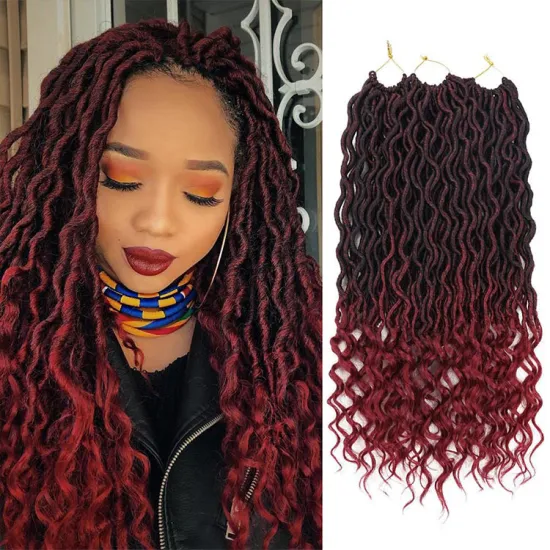 18Inch Curly Goddess Faux Locs Looped Dreadlocks Twist Ombre Color Faux Locs Braids 100g Soft Wavy Faux Locs Crochet Braids Hair
