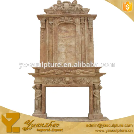 Stone Fireplace with Carved angel statue