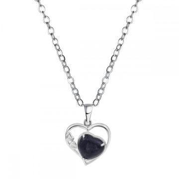 Blue Sandstone Love Heart Birthstone Pendant Gemstone Necklaces for Women