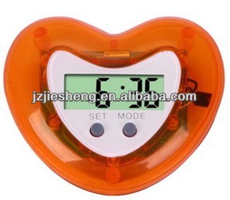 Mini Heart shape lcd clock for promotion gifts with magnet on the back