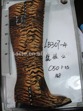 Ladies Women Flat Sexy Leopard Winter Boot Buckle Deco