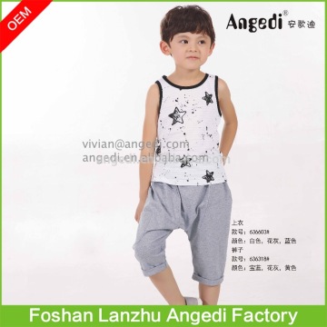 custom made summer boys wear knitted jersey tees & knitted harem baggy capri pants