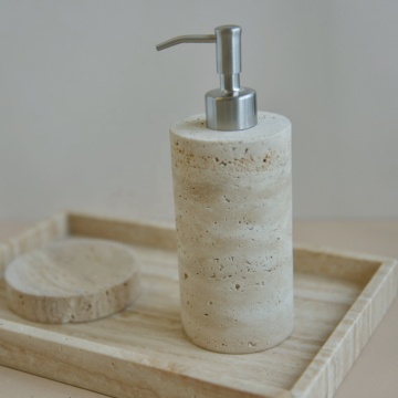 Nature Stone and Marble Bath Room Accessories Set: Including Liquid Soap Dispenser