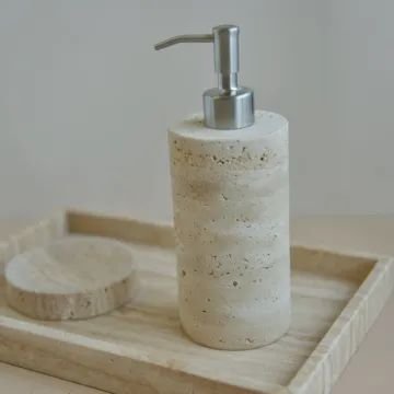 Nature Stone and Marble Bath Room Accessories Set: Including Liquid Soap Dispenser