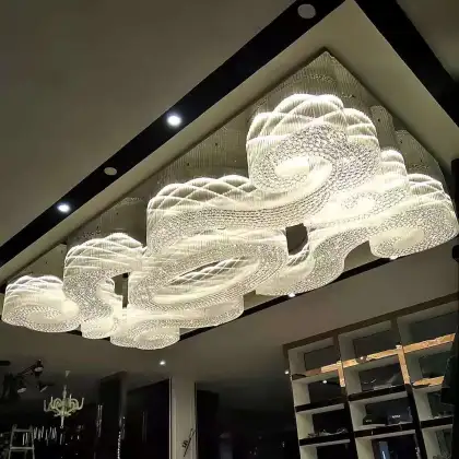Designer Large Crystal Lamp for High Ceiling Luxury Living Room