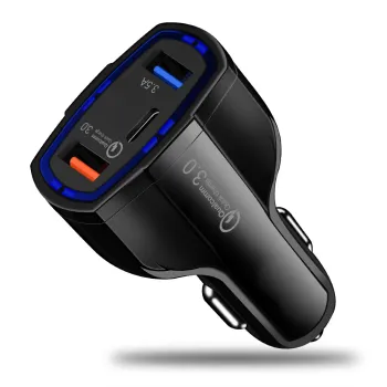 Portable QC3.0 6.8A LED Dual Port USB PD Car Charger with Type C Port