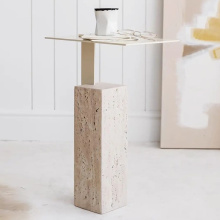 Minimalist Travertine Stone Side Table Designer