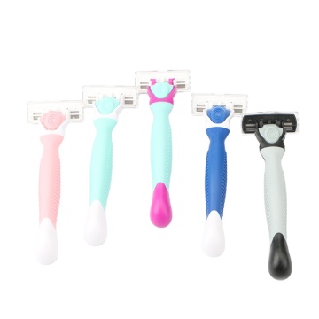 Customized Logo Private Label Shaving Razor with 6 Blades and Rubber Handle for Women