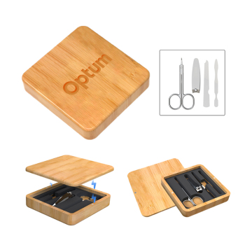Bamboo Square Shape Gifts Box with Manicure Set