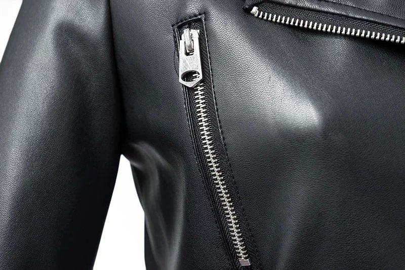 Women Zipper Pu Leather Jacket