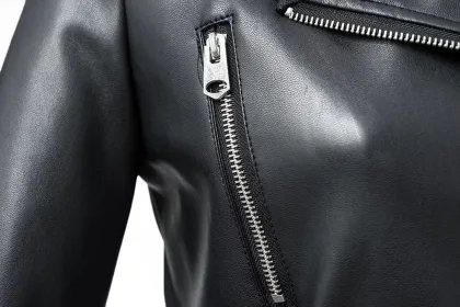 Customized Women Zipper PU Leather Jacket