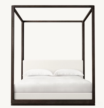 Modern Contemporary Luxury White Oak Wood Bedroom Furniture with Canopy