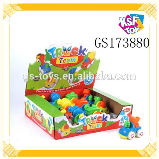 12PCS Plastic Friction Truck Toy For Kids Cartoon Car Toy