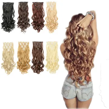 Synthetic clip in hair extension straight ponytail synthetic hair extension 7 piece clip in hair extensions